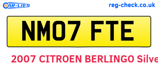 NM07FTE are the vehicle registration plates.