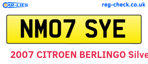 NM07SYE are the vehicle registration plates.