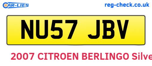 NU57JBV are the vehicle registration plates.