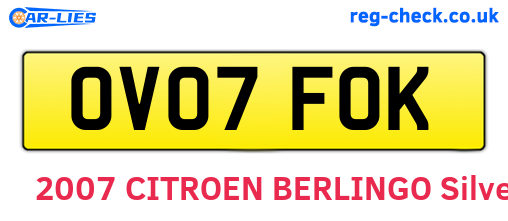 OV07FOK are the vehicle registration plates.
