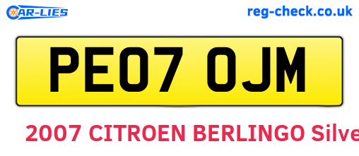 PE07OJM are the vehicle registration plates.