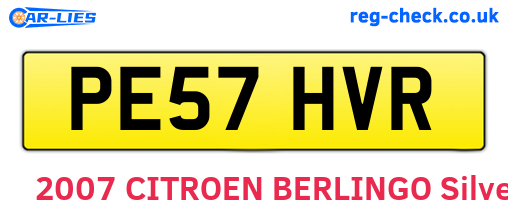 PE57HVR are the vehicle registration plates.