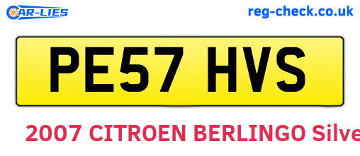 PE57HVS are the vehicle registration plates.