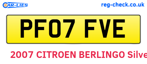 PF07FVE are the vehicle registration plates.