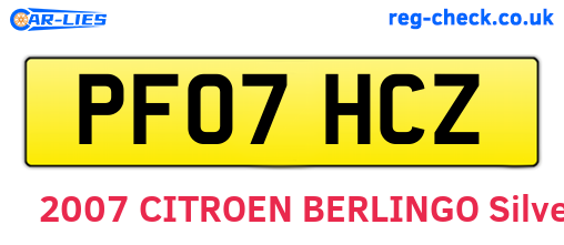 PF07HCZ are the vehicle registration plates.