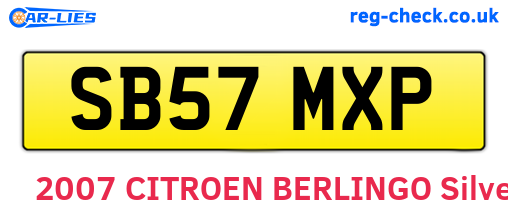 SB57MXP are the vehicle registration plates.