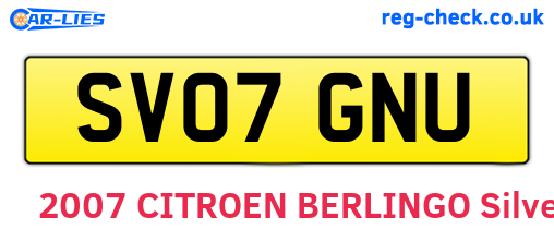 SV07GNU are the vehicle registration plates.