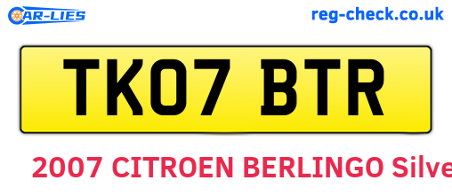 TK07BTR are the vehicle registration plates.