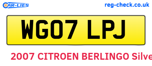 WG07LPJ are the vehicle registration plates.