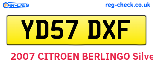 YD57DXF are the vehicle registration plates.