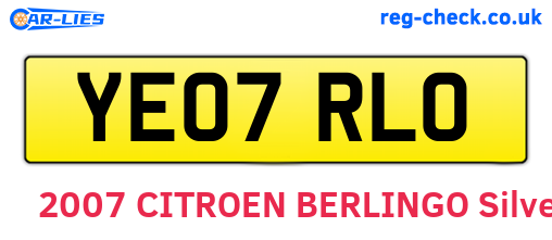 YE07RLO are the vehicle registration plates.