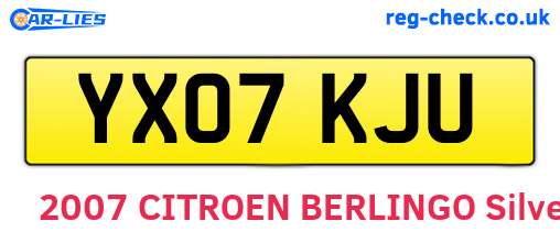 YX07KJU are the vehicle registration plates.