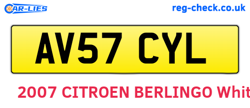 AV57CYL are the vehicle registration plates.