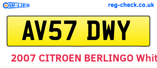 AV57DWY are the vehicle registration plates.
