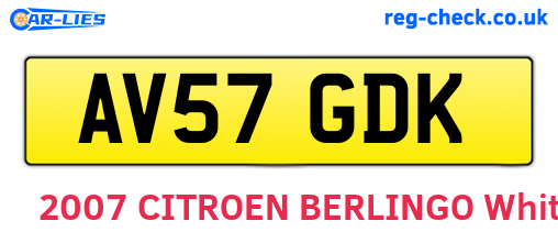AV57GDK are the vehicle registration plates.