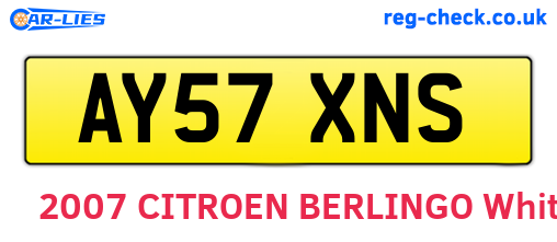 AY57XNS are the vehicle registration plates.