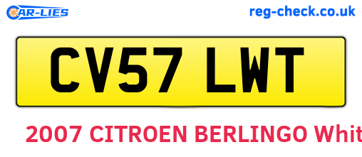 CV57LWT are the vehicle registration plates.