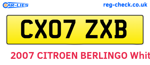 CX07ZXB are the vehicle registration plates.