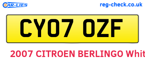 CY07OZF are the vehicle registration plates.