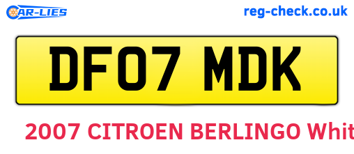 DF07MDK are the vehicle registration plates.