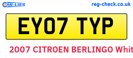 EY07TYP are the vehicle registration plates.