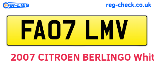 FA07LMV are the vehicle registration plates.