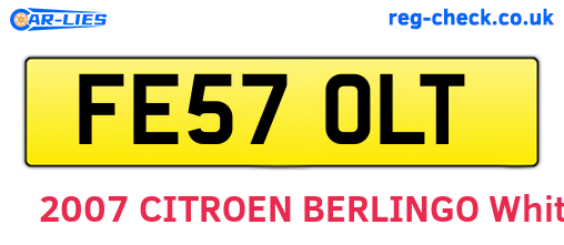 FE57OLT are the vehicle registration plates.