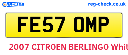 FE57OMP are the vehicle registration plates.