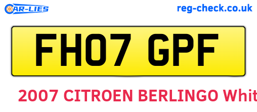 FH07GPF are the vehicle registration plates.