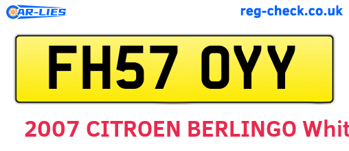 FH57OYY are the vehicle registration plates.