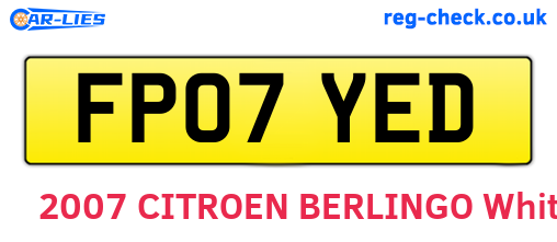 FP07YED are the vehicle registration plates.