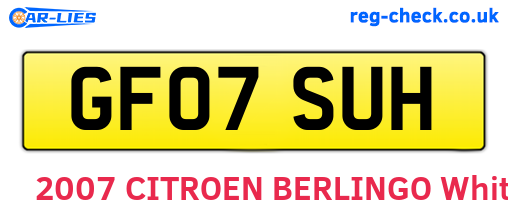 GF07SUH are the vehicle registration plates.
