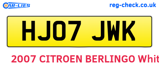 HJ07JWK are the vehicle registration plates.