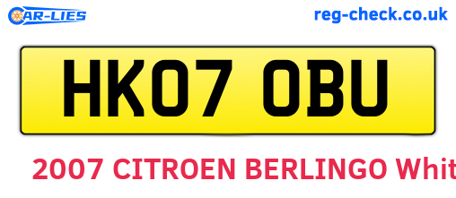 HK07OBU are the vehicle registration plates.