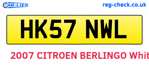 HK57NWL are the vehicle registration plates.