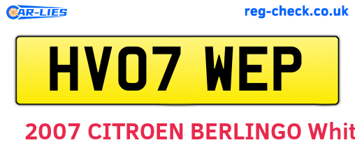 HV07WEP are the vehicle registration plates.