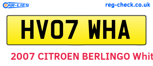 HV07WHA are the vehicle registration plates.