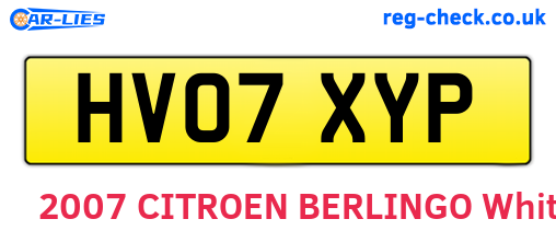 HV07XYP are the vehicle registration plates.