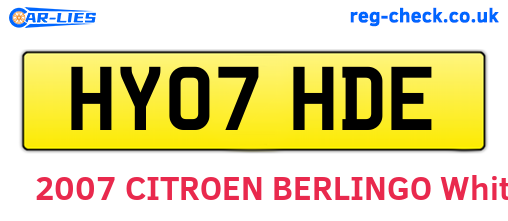 HY07HDE are the vehicle registration plates.