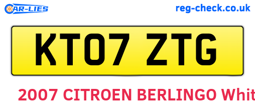KT07ZTG are the vehicle registration plates.