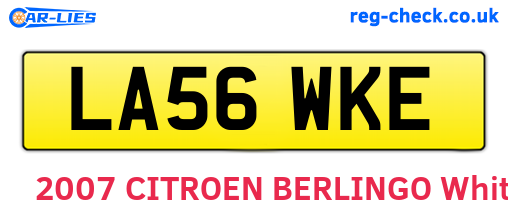 LA56WKE are the vehicle registration plates.