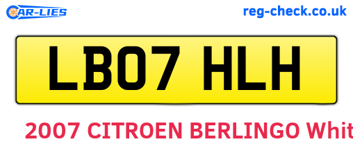 LB07HLH are the vehicle registration plates.