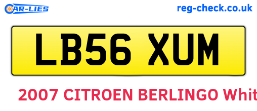 LB56XUM are the vehicle registration plates.