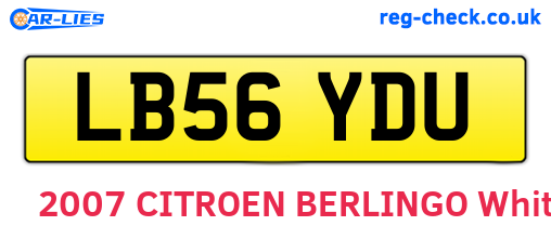 LB56YDU are the vehicle registration plates.