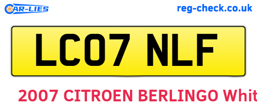 LC07NLF are the vehicle registration plates.