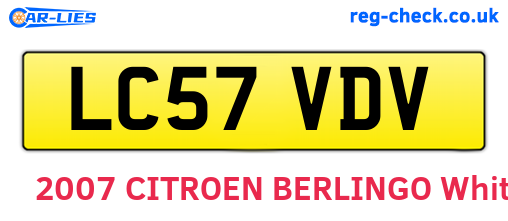 LC57VDV are the vehicle registration plates.