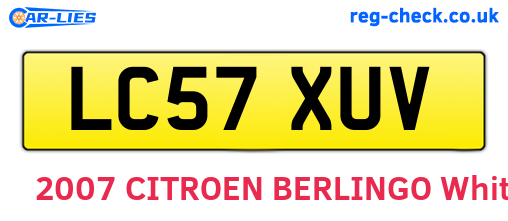 LC57XUV are the vehicle registration plates.