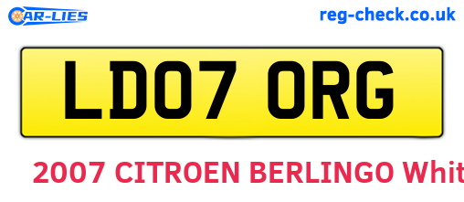 LD07ORG are the vehicle registration plates.