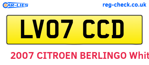 LV07CCD are the vehicle registration plates.