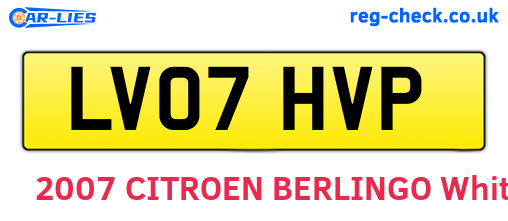 LV07HVP are the vehicle registration plates.